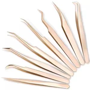 Profi Wimpernpinzette Pearl Gold | Edelstahl Präzisions-Pinzette